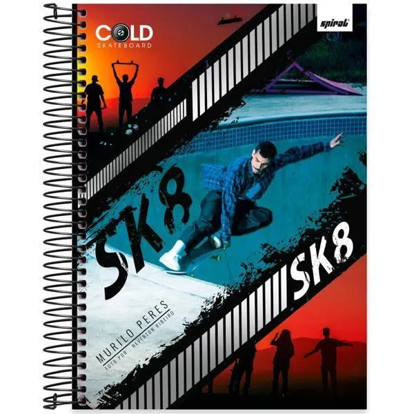 Caderno Universitário Capa Dura 10X1 160 Folhas Cold Skate Spiral - PT 1 UN