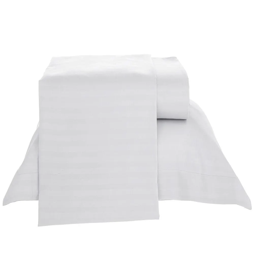 Jogo de Cama Casal Stripe 4 Peças Branco 100% Poliéster 20255 - Beca Home