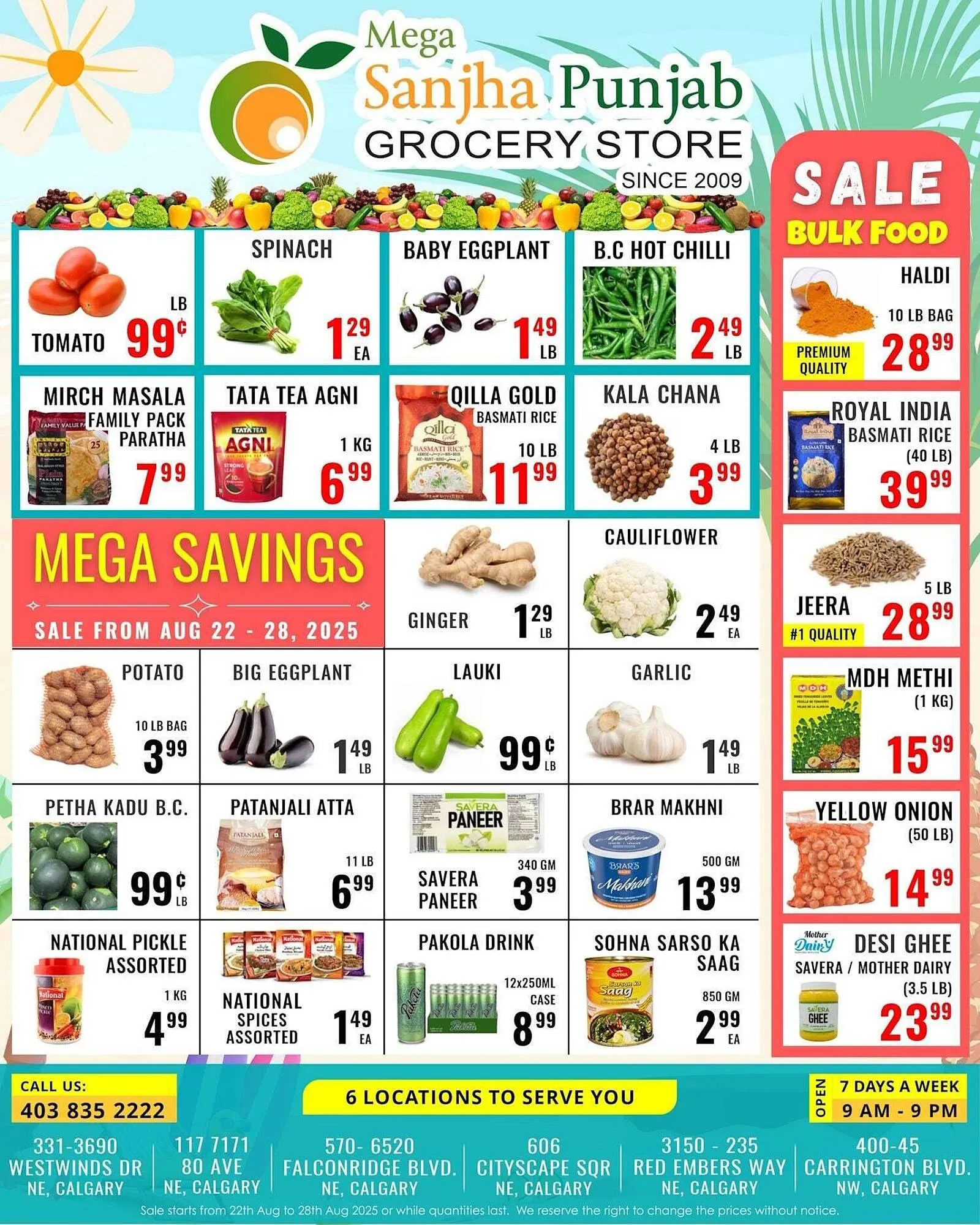 Mega Sanjha Punjab Grocery Store flyer from August 22 to August 29 2025 - flyer page 1