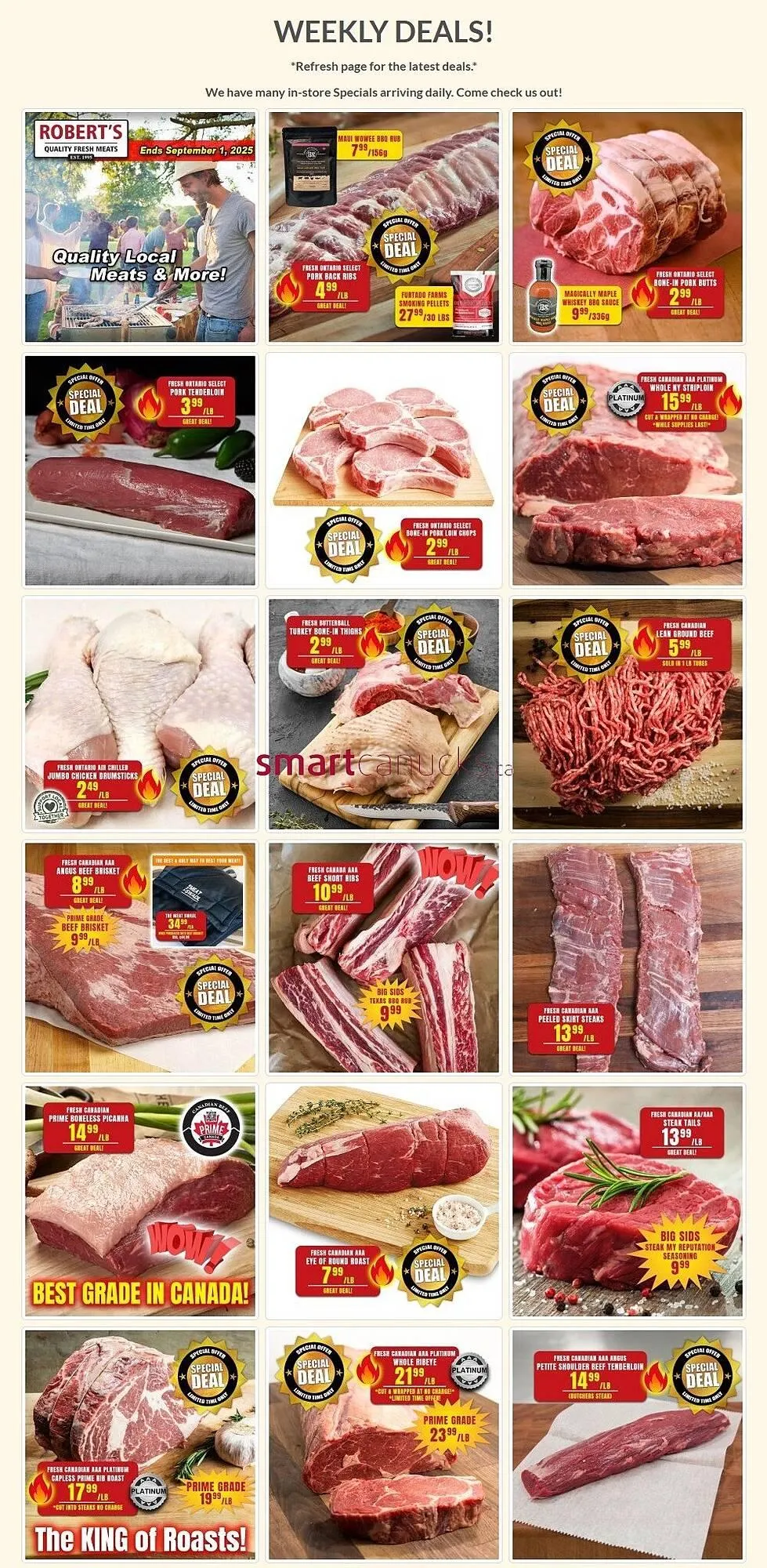 Roberts Fresh and Boxed Meats flyer from August 25 to September 1 2025 - flyer page 1