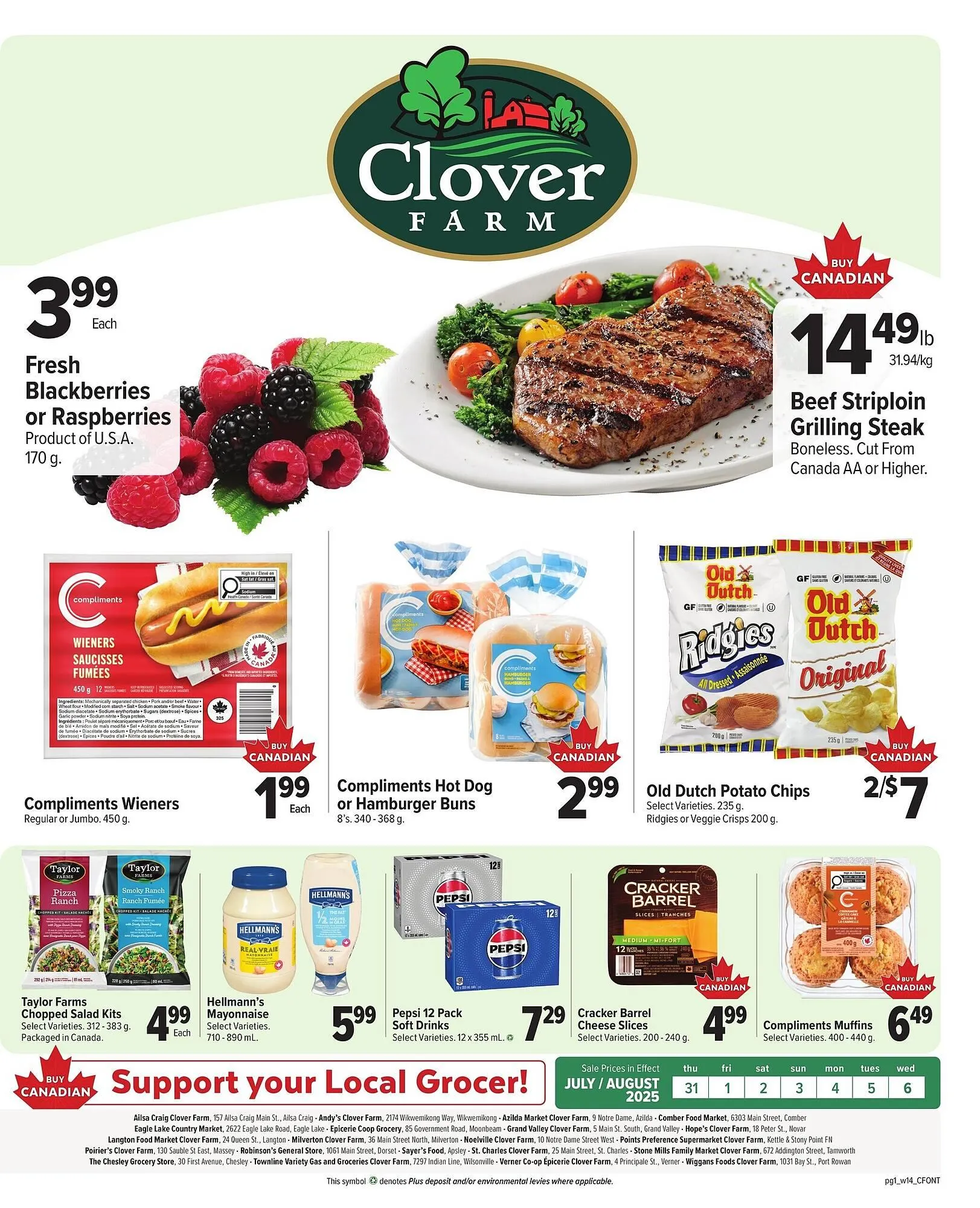 Clover Farm flyer from July 31 to August 20 2025 - flyer page 1