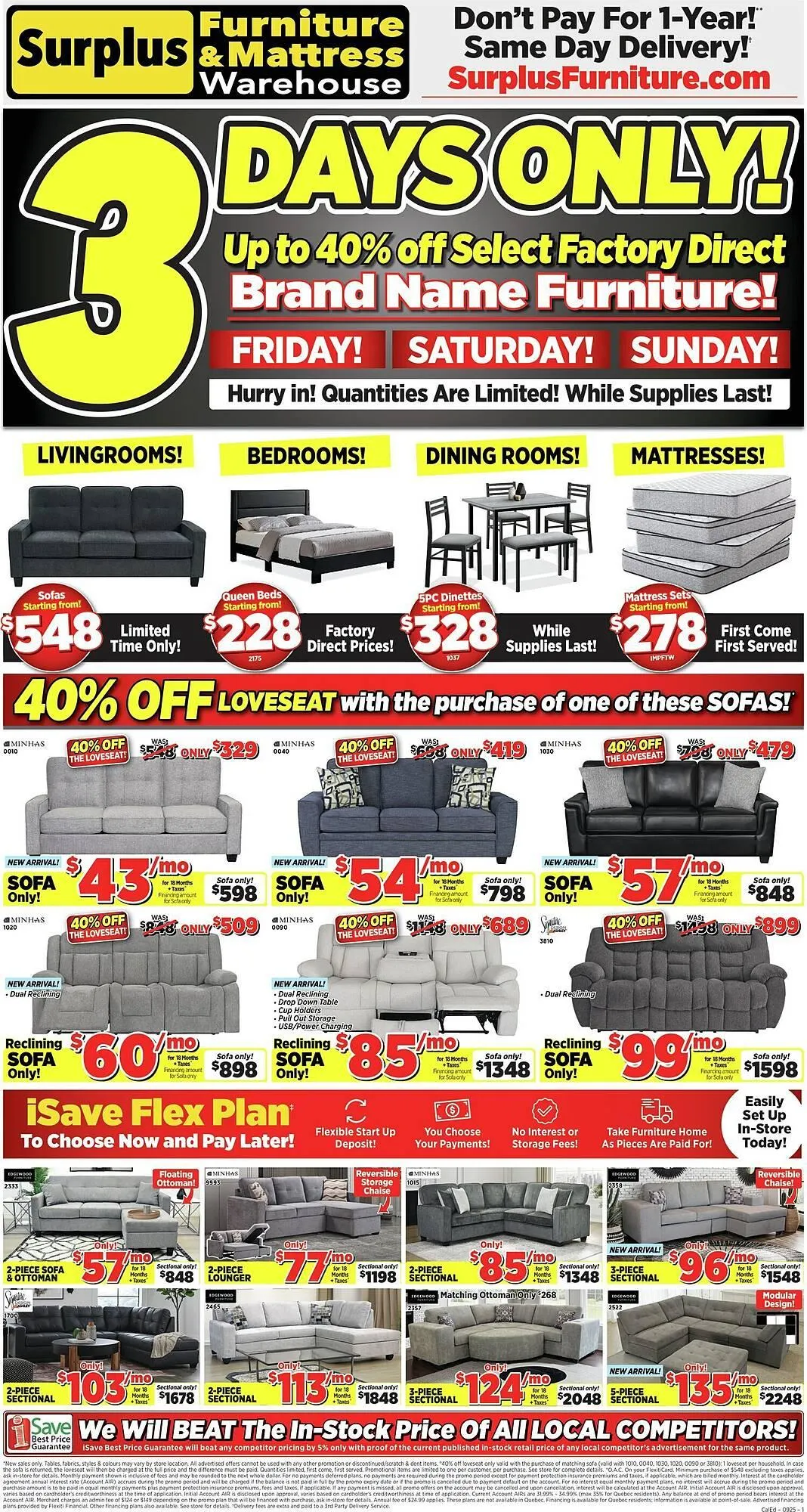 Surplus Furniture flyer from August 25 to September 2 2025 - flyer page 1