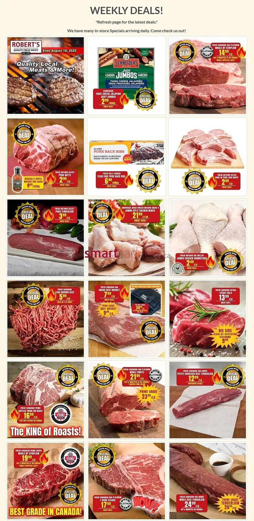 Roberts Fresh and Boxed Meats flyer from August 12 to August 18 2025 - flyer page 1