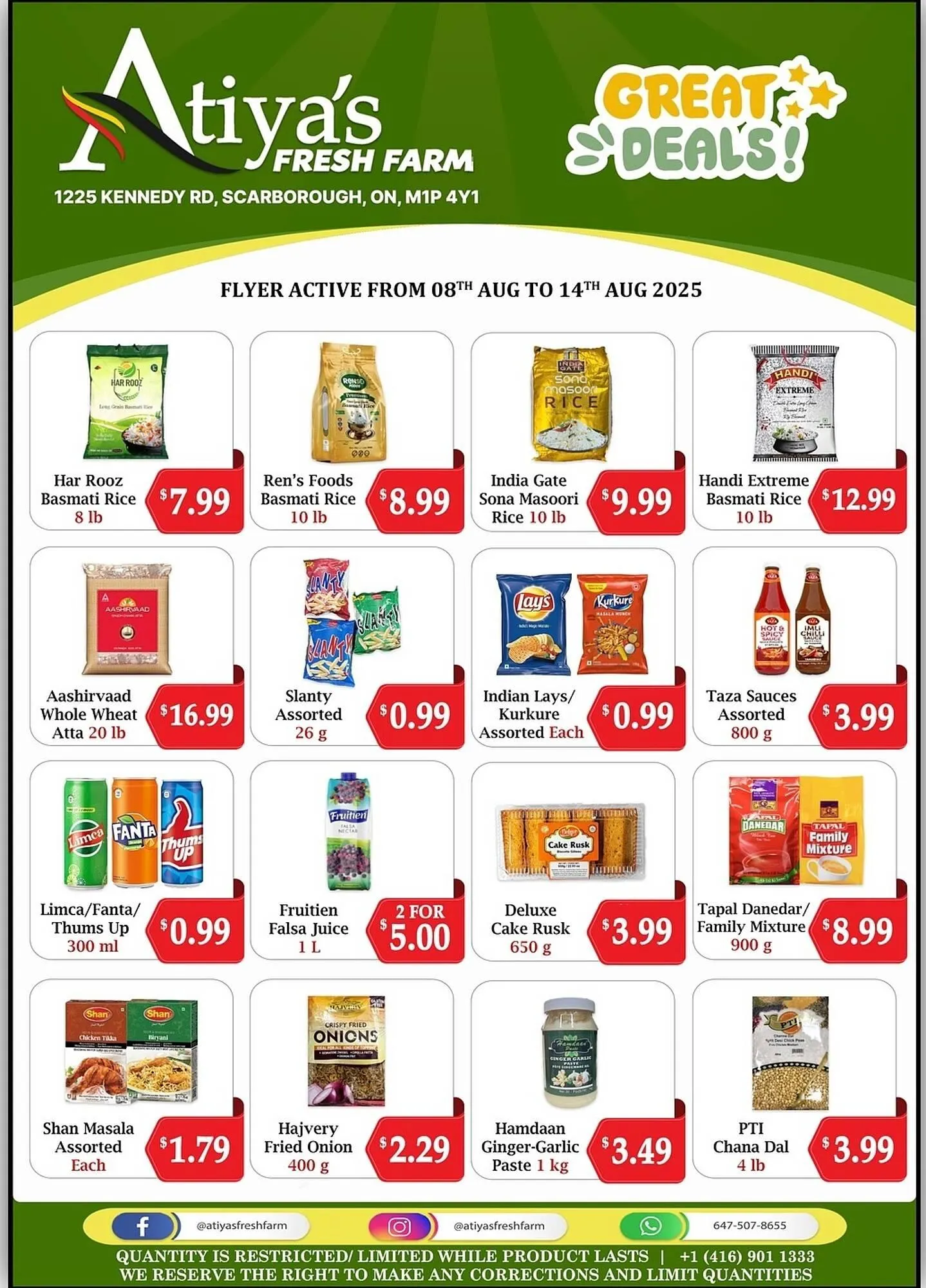 Atiya's Fresh Farm flyer from August 12 to August 24 2025 - flyer page 1