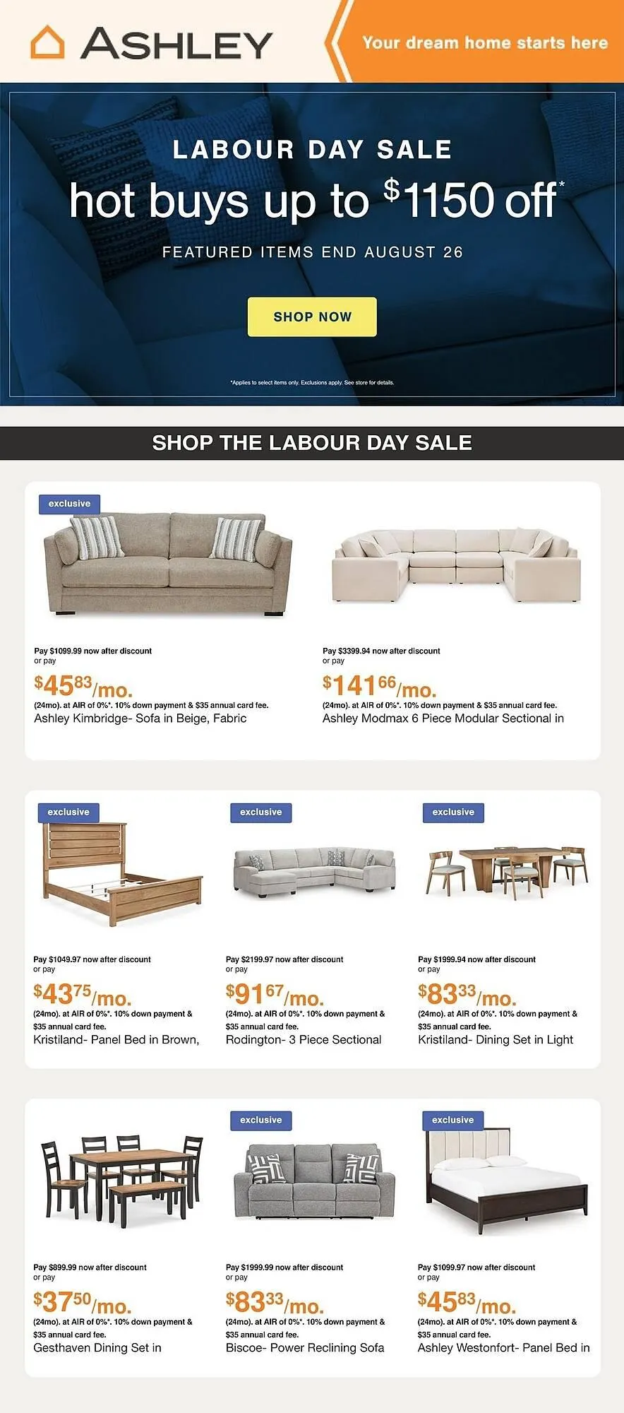 Ashley Furniture flyer from August 22 to August 28 2025 - flyer page 1