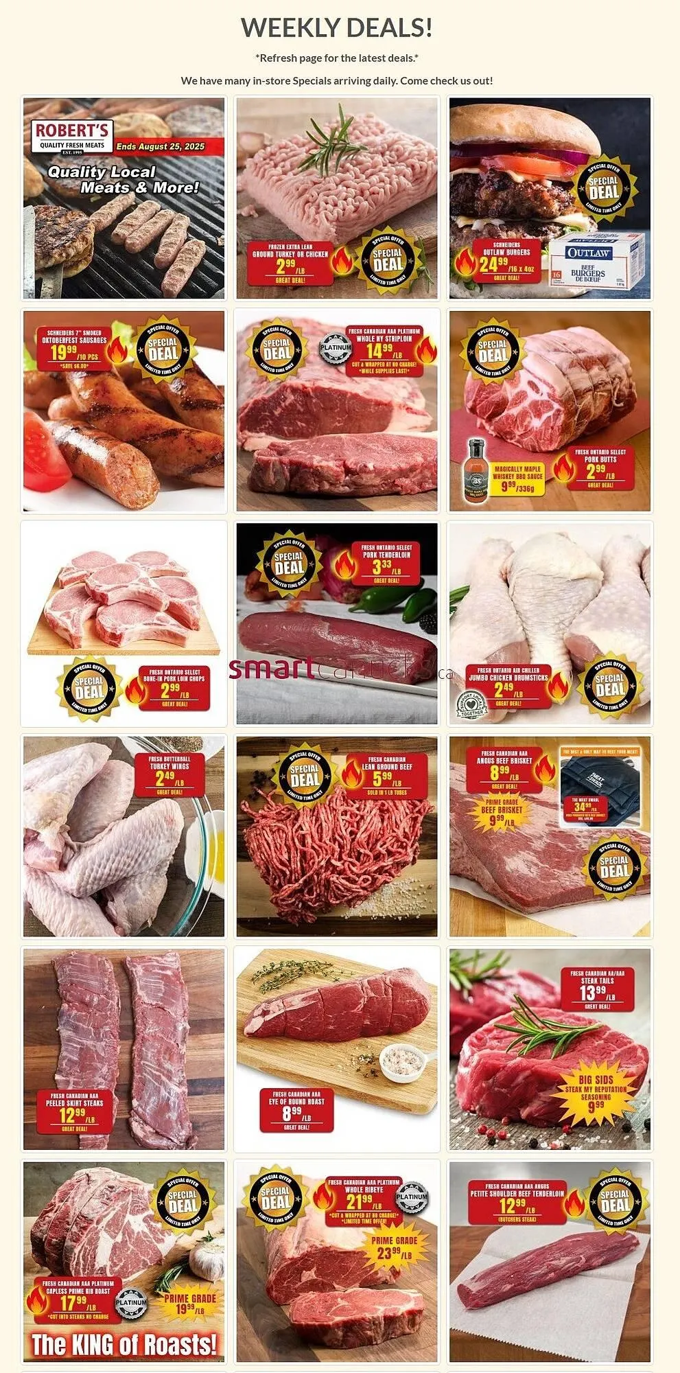 Roberts Fresh and Boxed Meats flyer from August 18 to August 31 2025 - flyer page 1