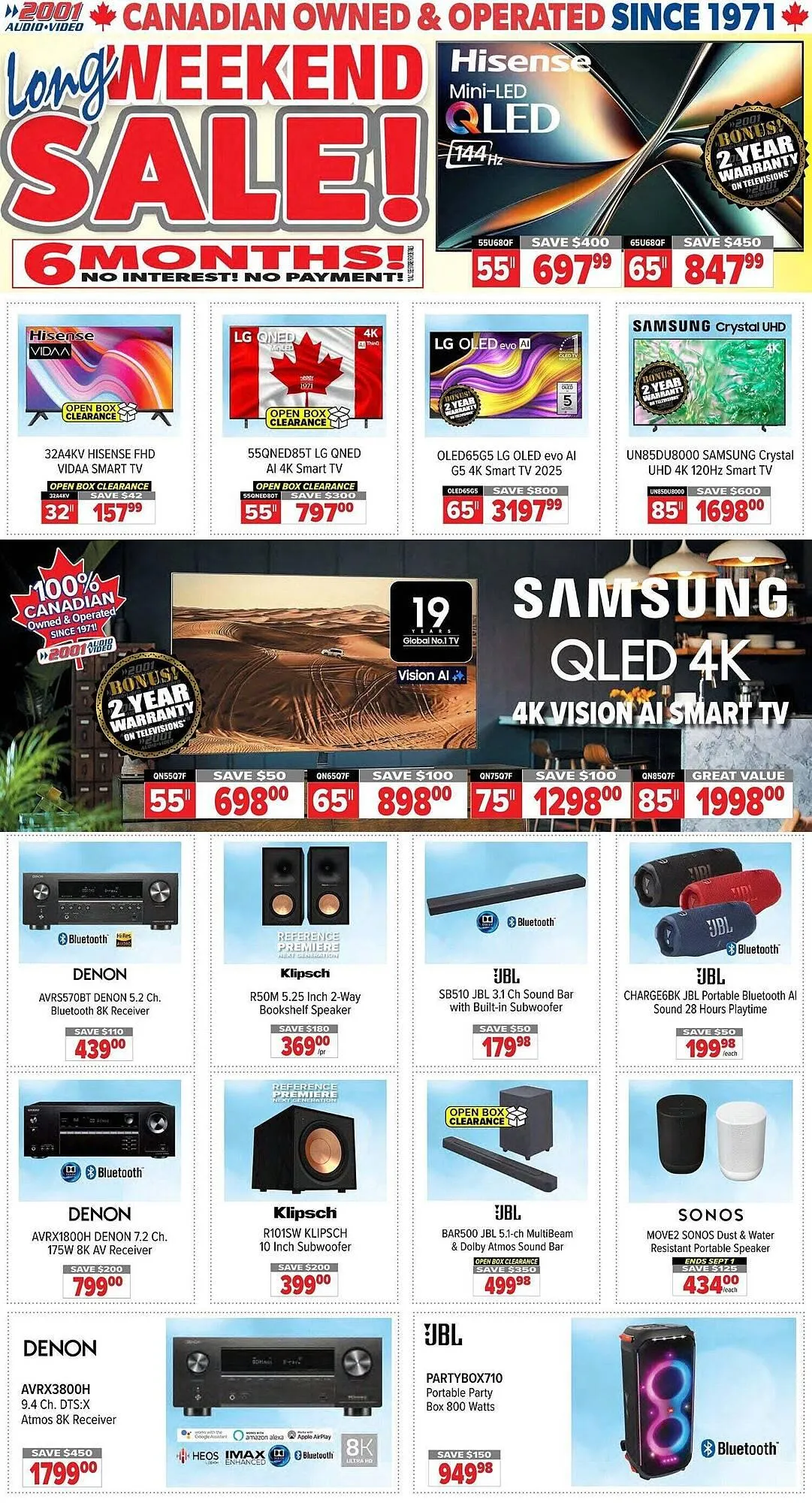 2001 Audio Video flyer from August 28 to September 25 2025 - flyer page 1