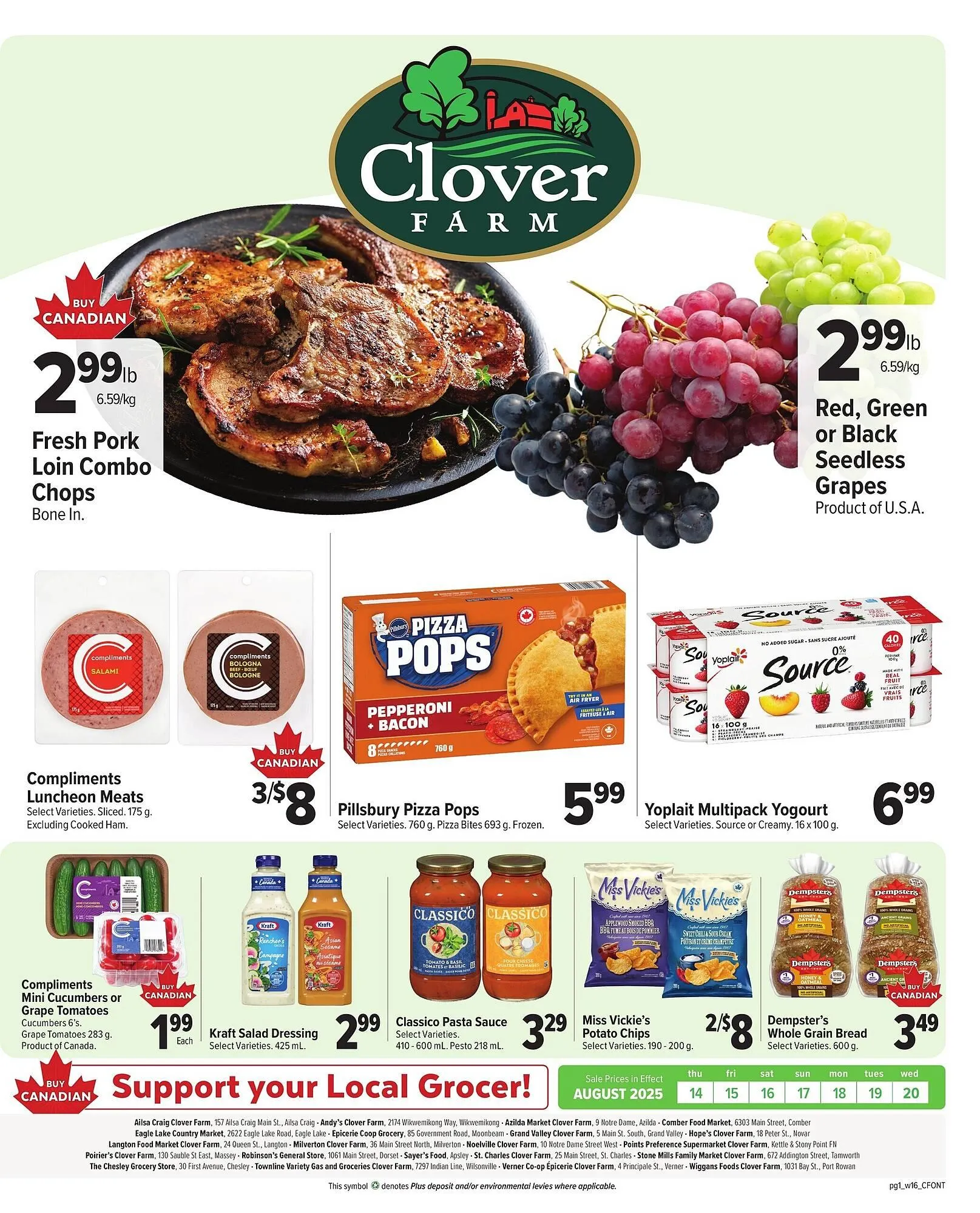 Clover Farm flyer from August 7 to September 3 2025 - flyer page 1