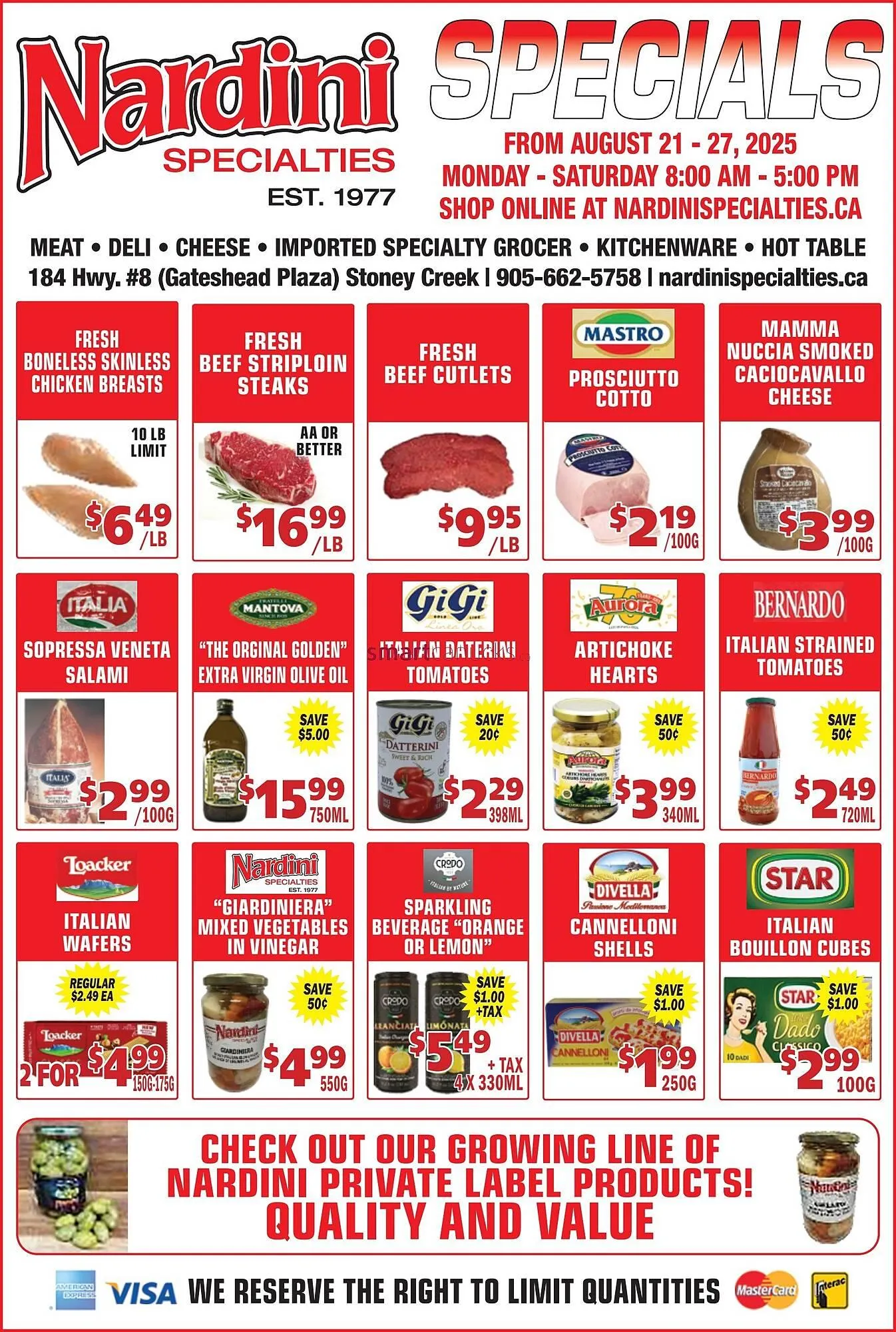 Nardini Specialties flyer from August 21 to August 27 2025 - flyer page 1