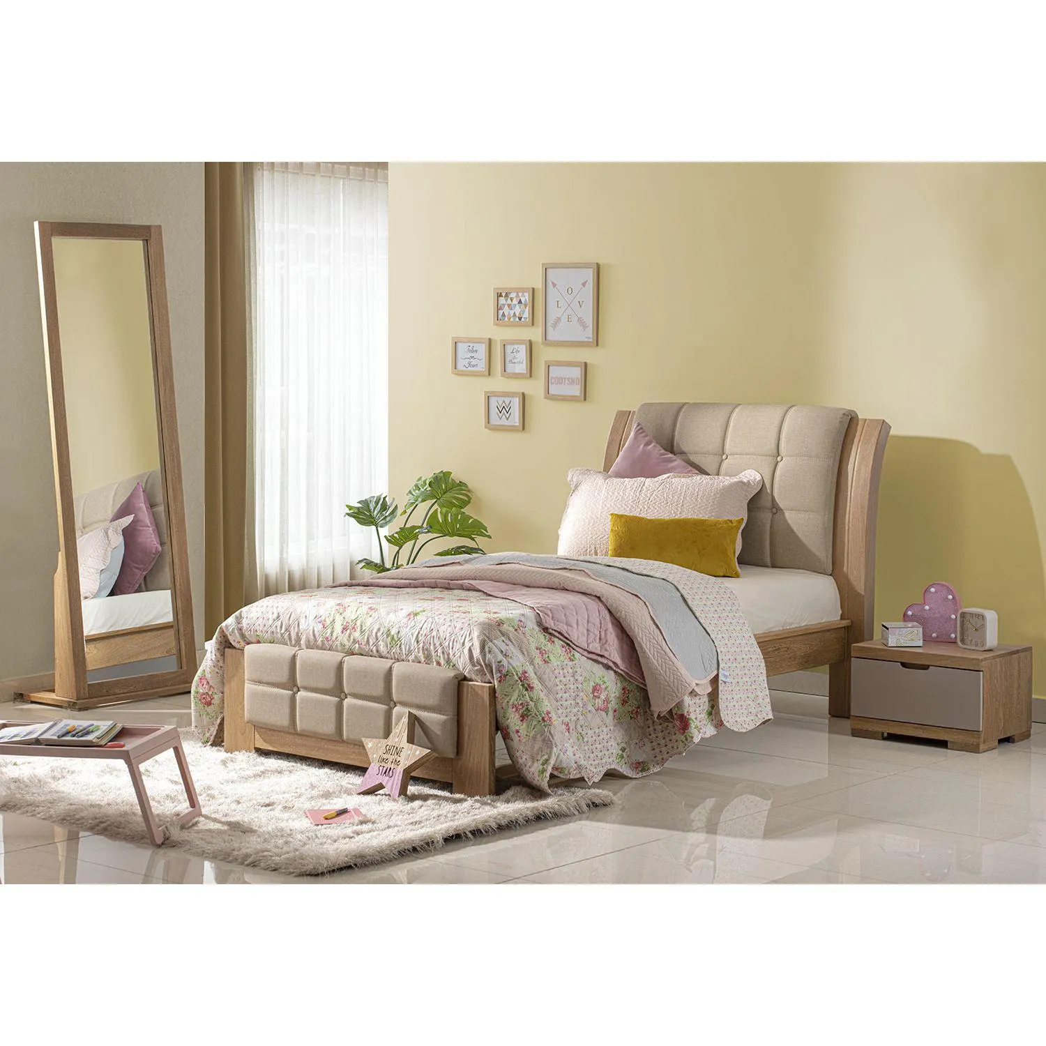 Cama 1.00 Noruega Marfil, Natural