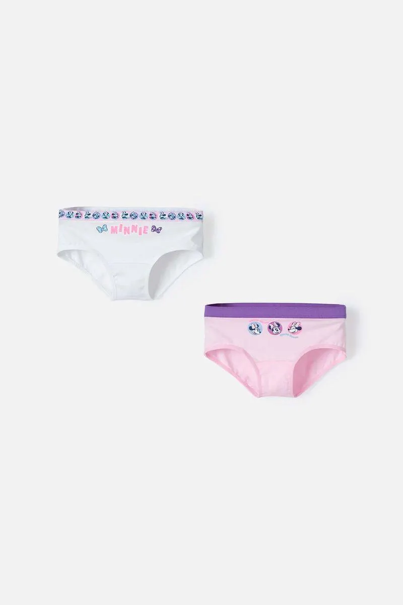 Pack x2 panties Minnie blanco y rosado para niña