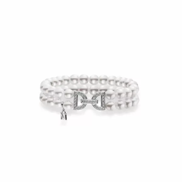 Pulsera mikimoto oro blanco 18K, perlas akoya y diamantes