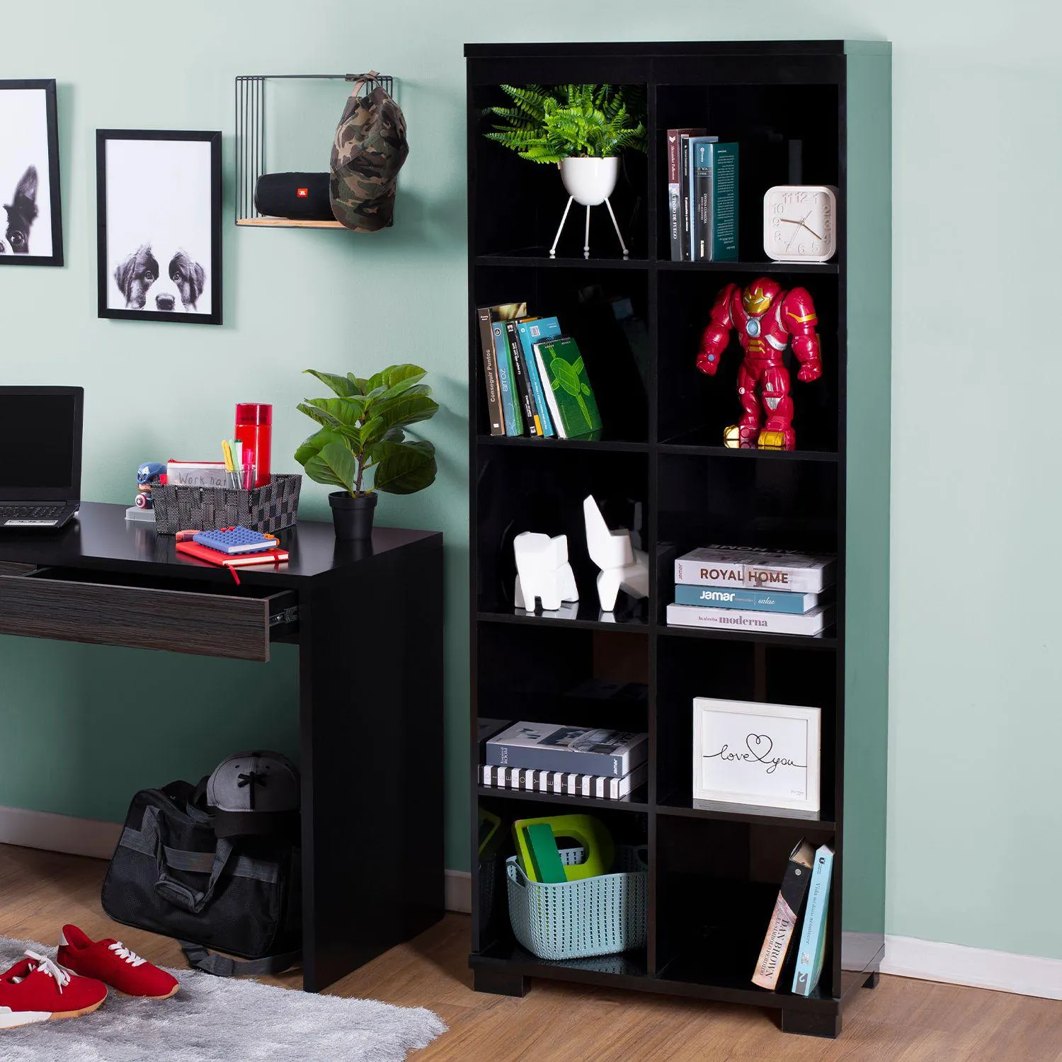Biblioteca Gaudi Negro 70X175X35