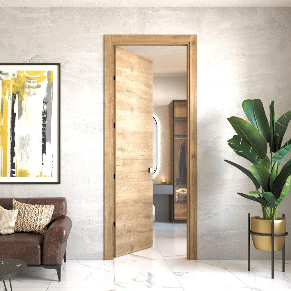 Puerta de madera melaminica ranurada veta horizontal color macadamia