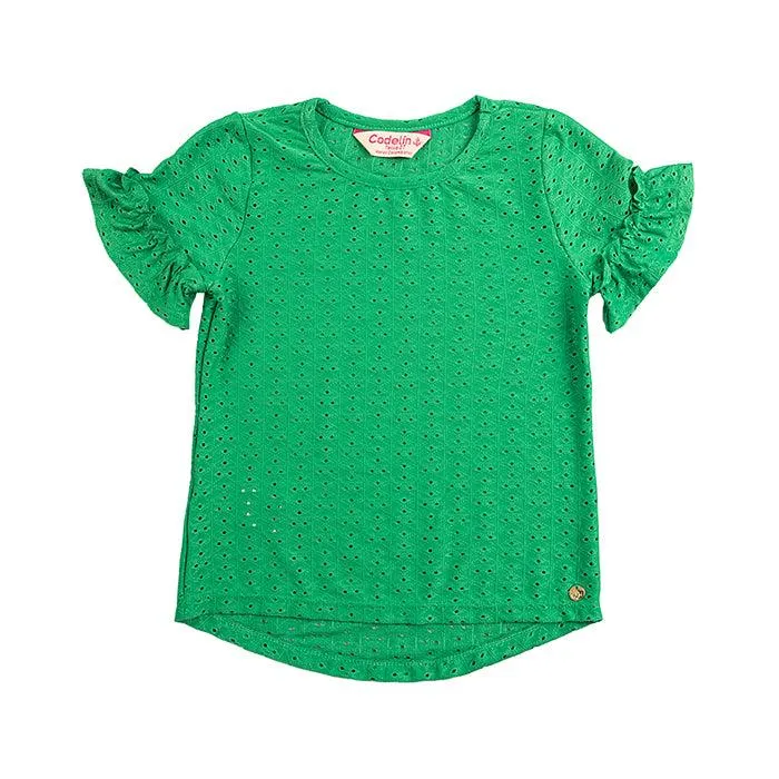 Camiseta manga corta verde para bebé niña