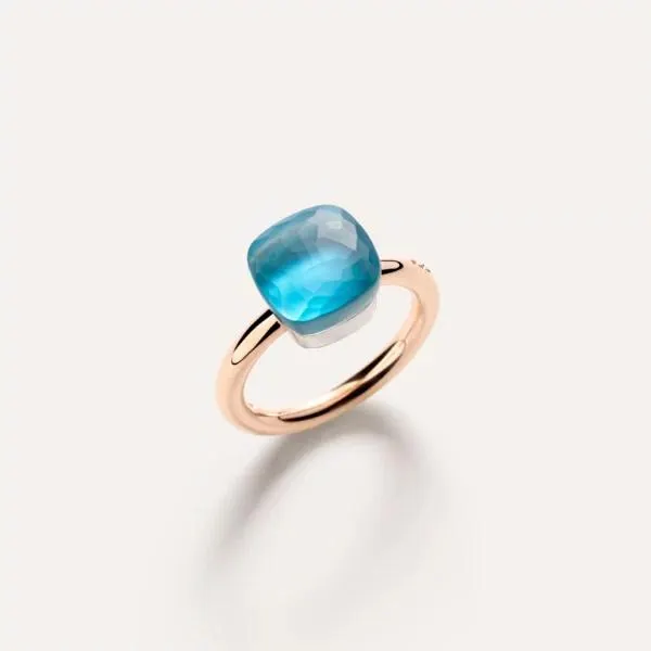 Anillo Pomellato Nudo Gelé Oro Rosa 18k, Topacio Sky Blue Gelé