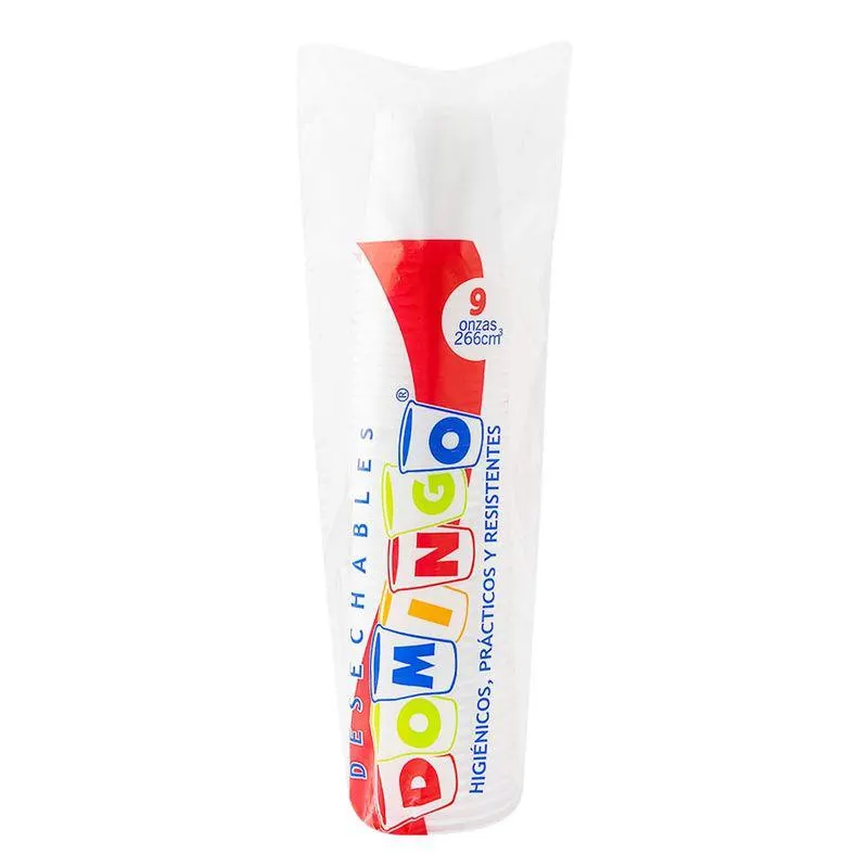 Vaso plastico 9 oz blanco domingo x25 unid