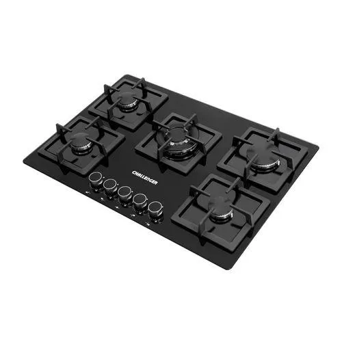 Estufa de empotrar en vidrio templado Challenger de cinco puestos de 76cm gas natural - SQ 6778 AE