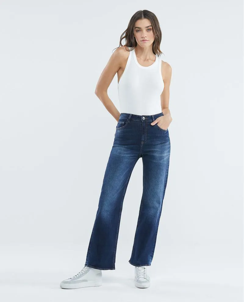 Jean de Mujer Wide Leg, Bota Relaxed - Azul Oscuro