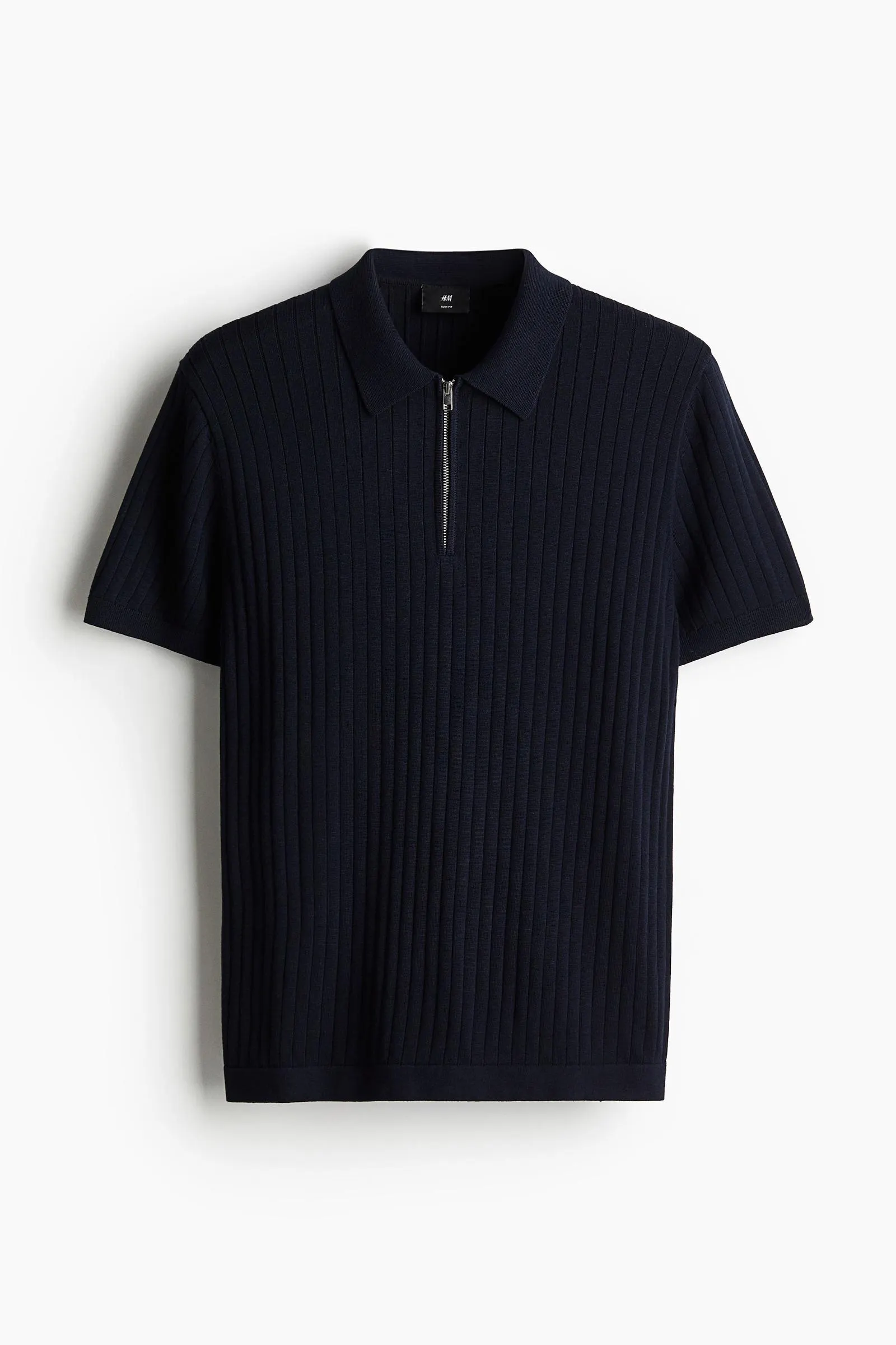 Camiseta estilo polo en tejido acanalado Slim Fit