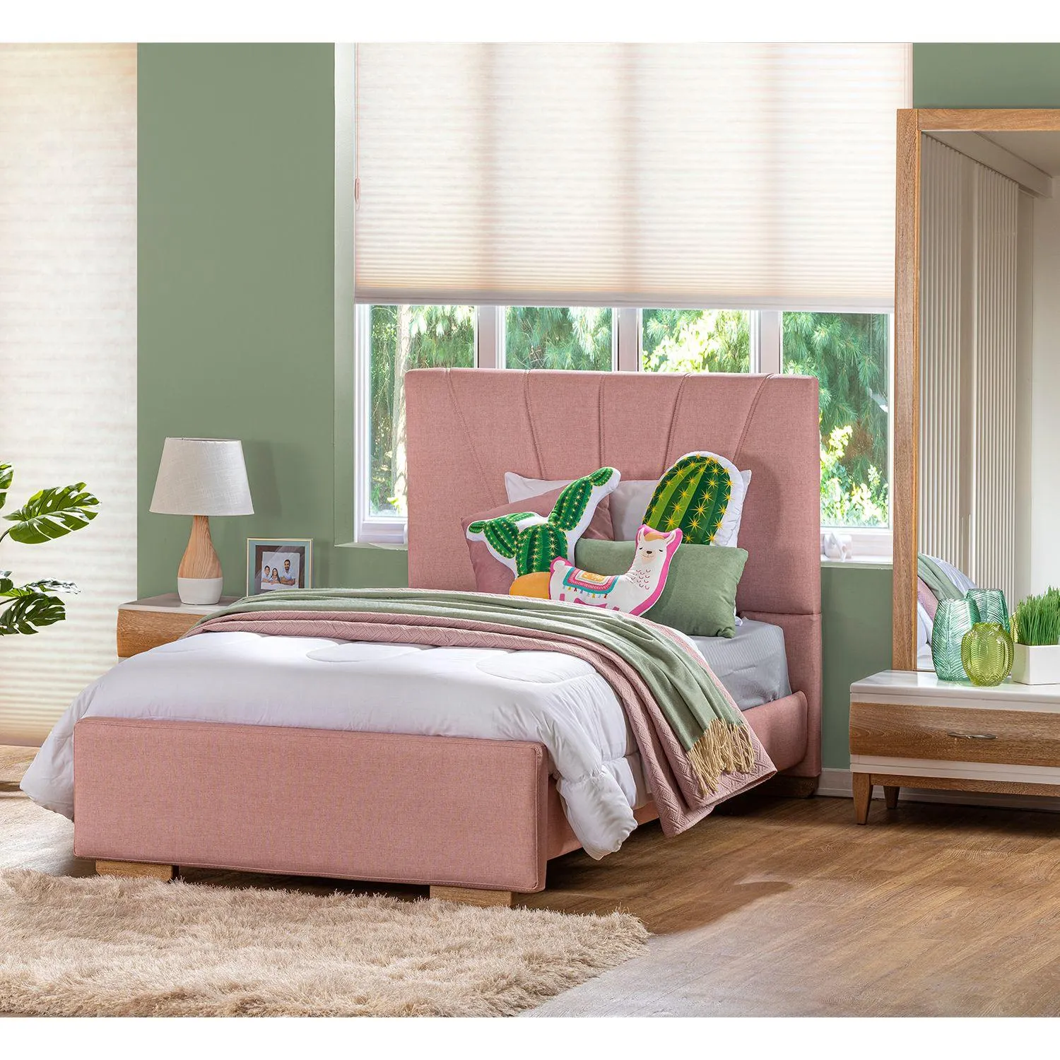 Cama 1.00 Andros Eurolino Rosado