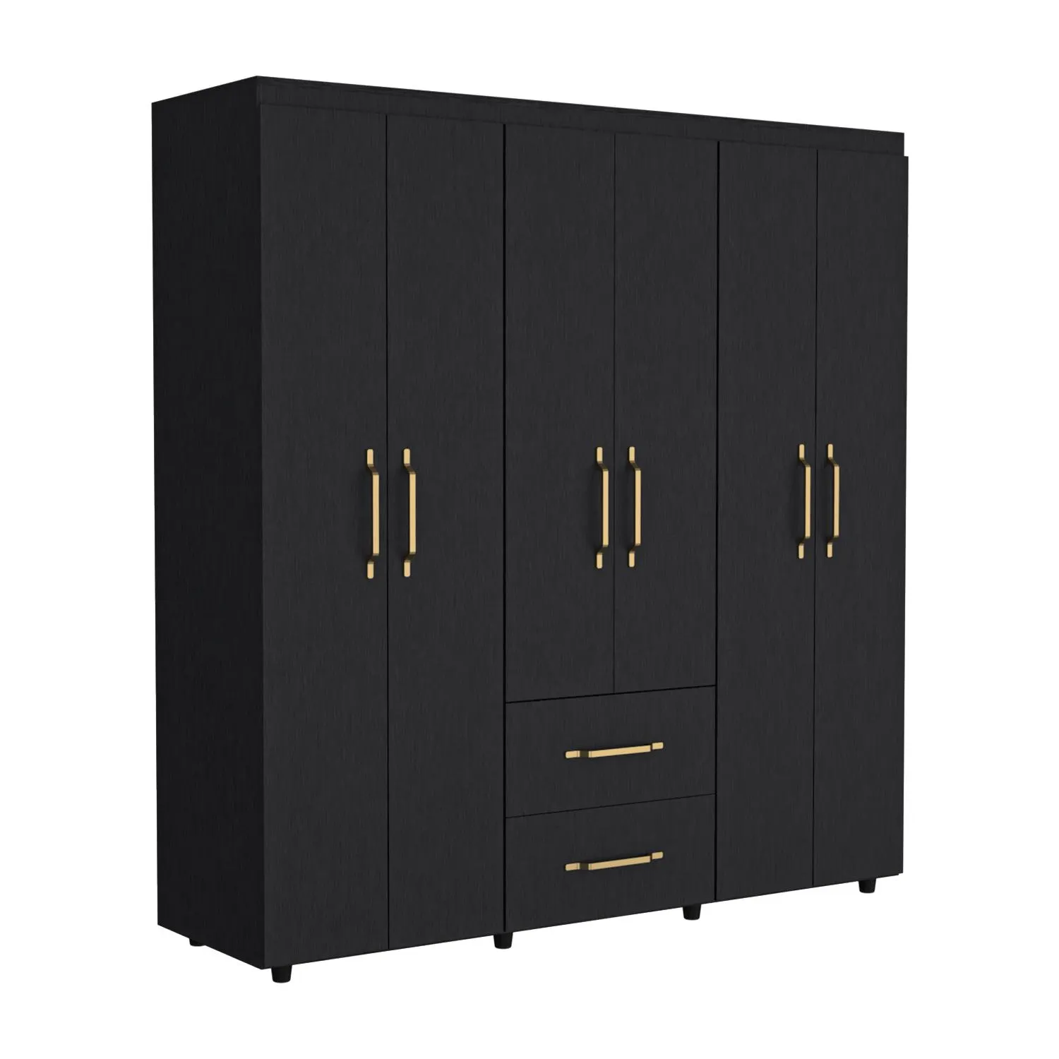Closet Golden, Wengue y Dorado, Variedad de Entrepaños y Seis Puertas Abatibles