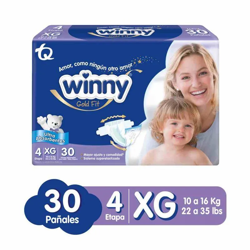 Panal Winny Ultratrim Gold Talla 4 Pqte X 30 Und