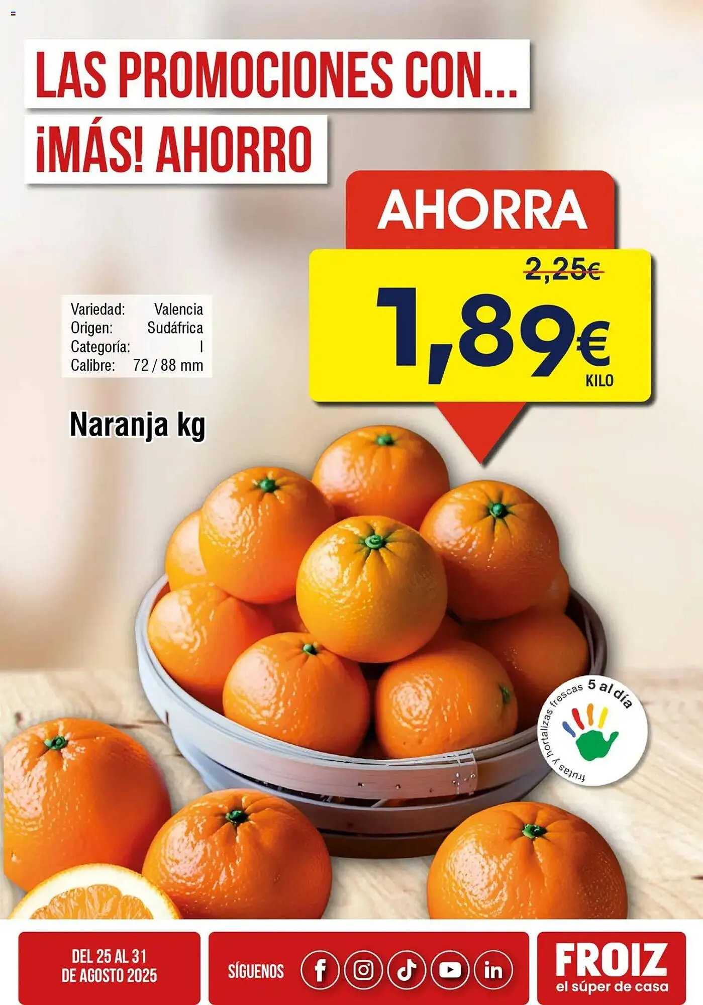 Catálogo de Folleto FROIZ 25 de agosto al 31 de agosto 2025 - Página 1