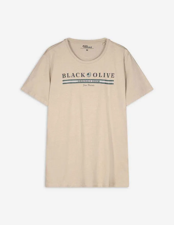 Tricou - Imprimeu mesaj - Bej