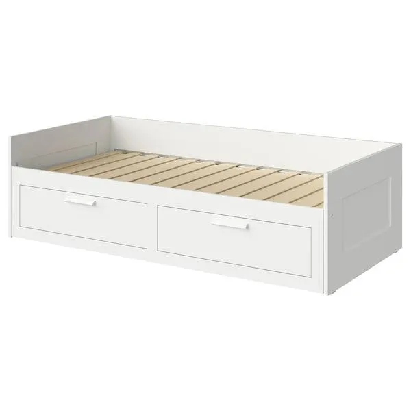Daybed frame with 2 drawers, white,