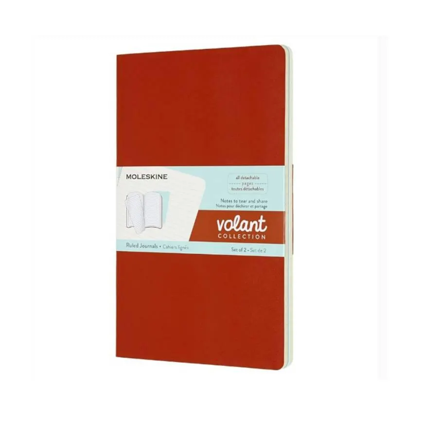 Libreta Volant Grande Plana Azul/Naranja