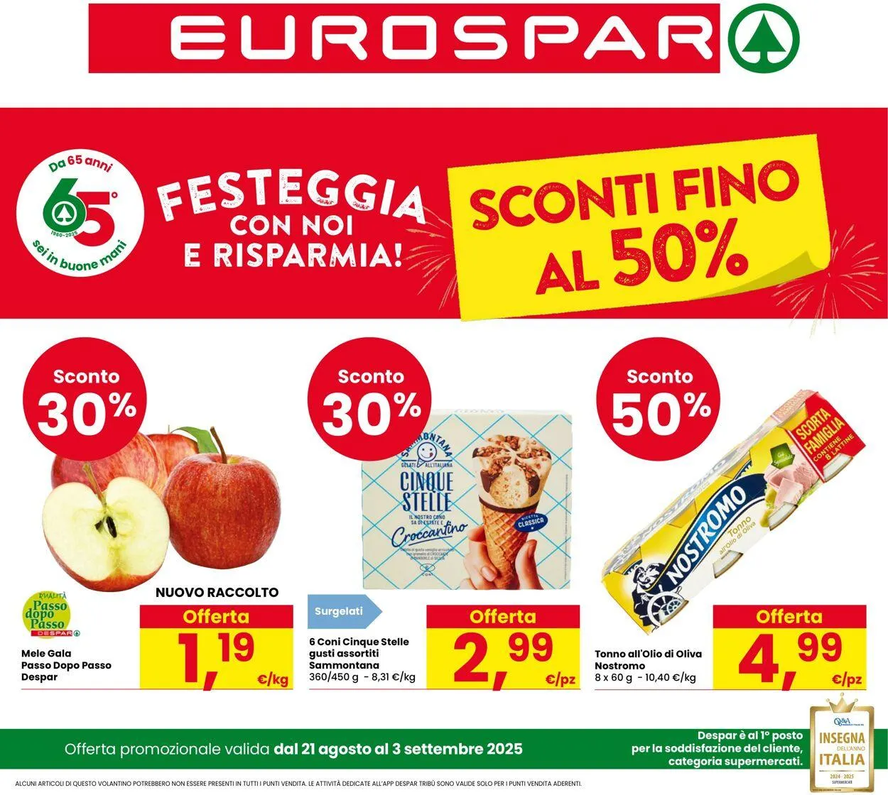Eurospar Volantino attuale da 21 agosto a 3 settembre di 2025 - Pagina del volantino 1