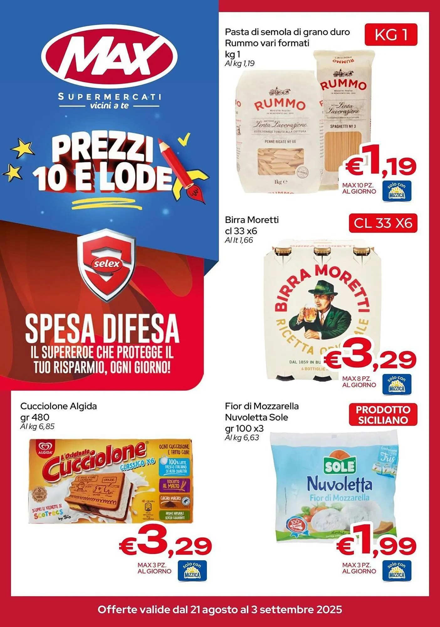 Volantino MAX Supermercati da 21 agosto a 3 settembre di 2025 - Pagina del volantino 1