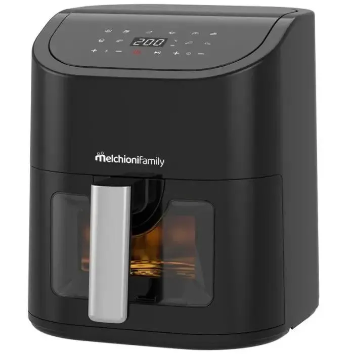 Melchioni friggitrice ad aria family 5,2l, con finestra trasparente