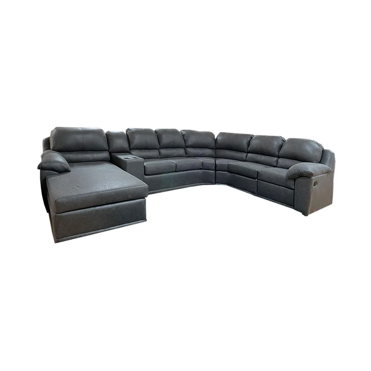 Sala Lucero color gris tapizada leather suede gray