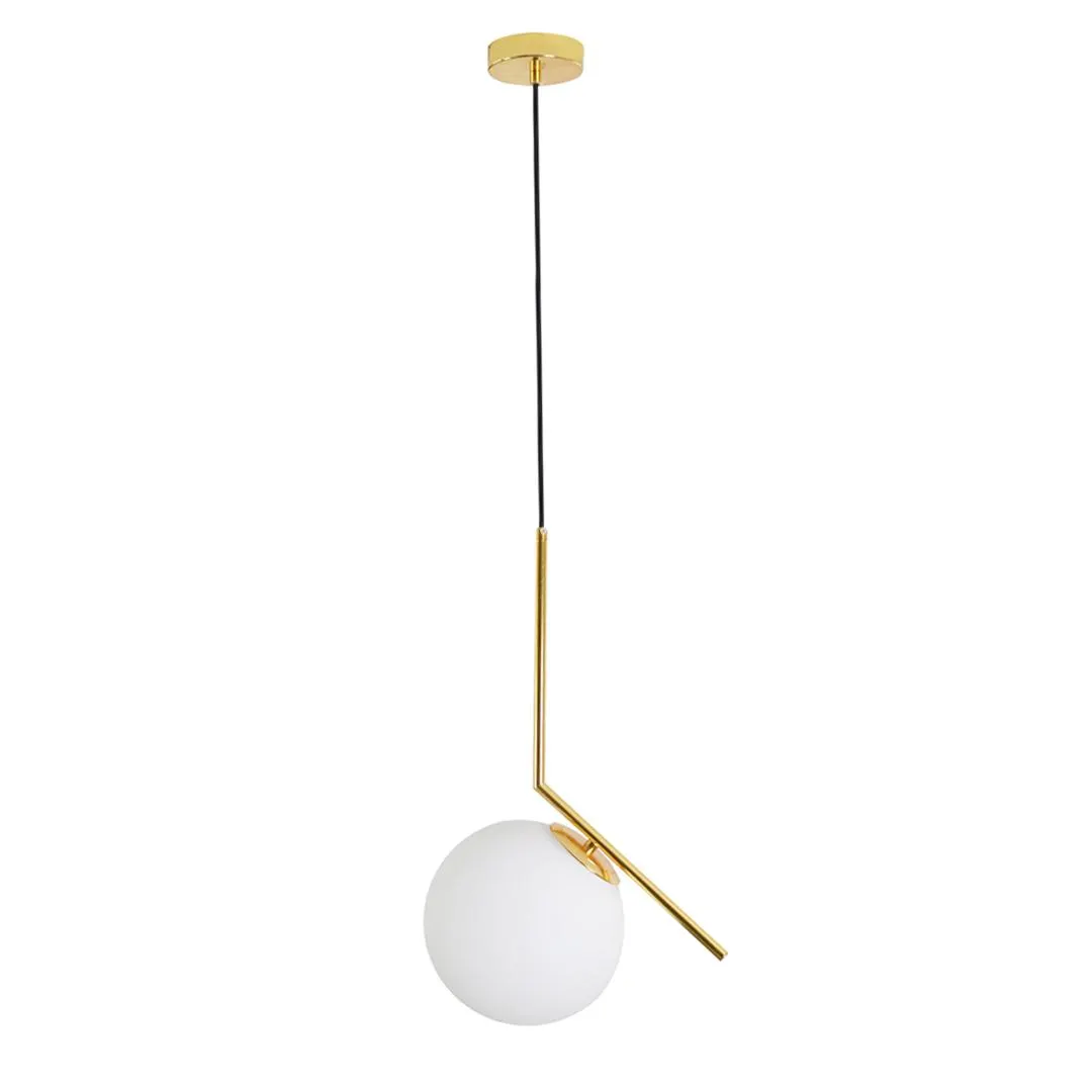 Lámpara colgante decorativa de metal y cristal opalino base E26 con cable de 3m