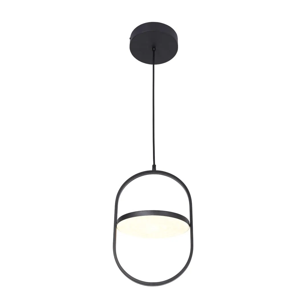 Lámpara colgante led dirigible de acero y acrilico en color negro mate con cable de 3m