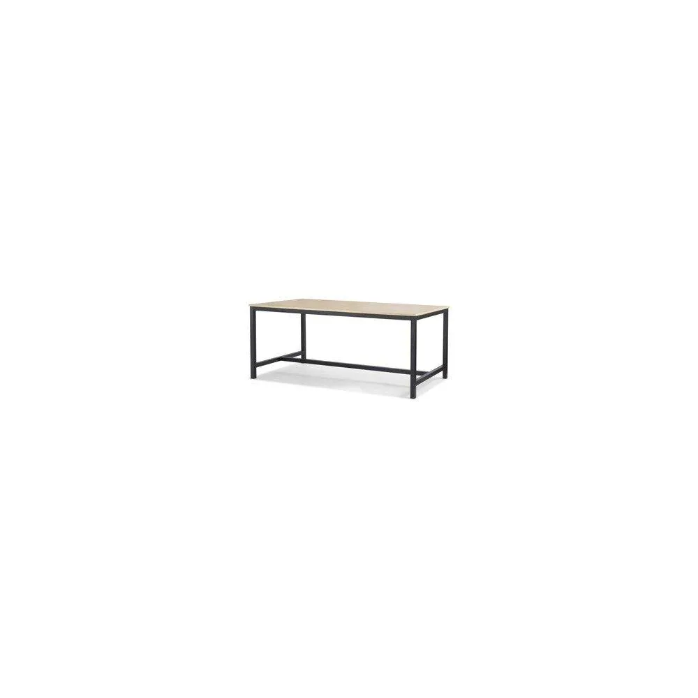 Diva – Mesa de comedor estilo moderno con estructura negra y cubierta de madera de pino