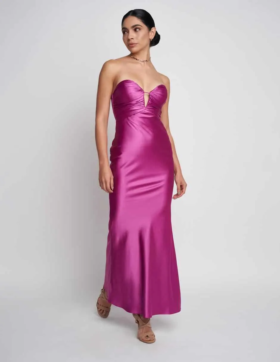 Vestido maxi de fiesta Devendi escote corazón