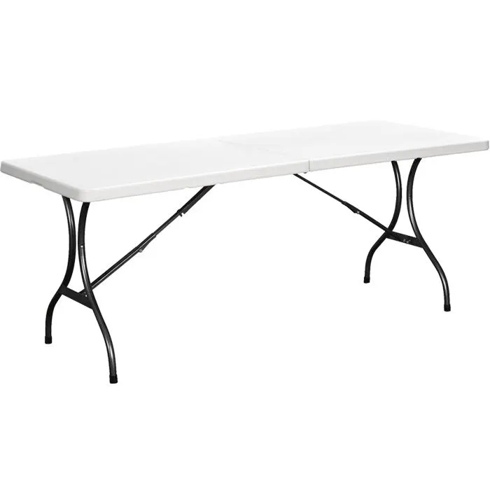 Mesa rectangular plegable para 8 personas tipo maleta blanca 1.83x72x76 51247 Homewell
