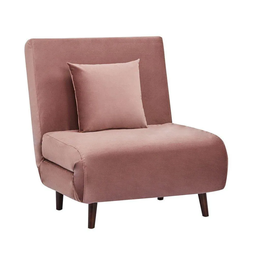 Chilly - Sillón estilo moderno convertible cama terciopelo color rosa bella