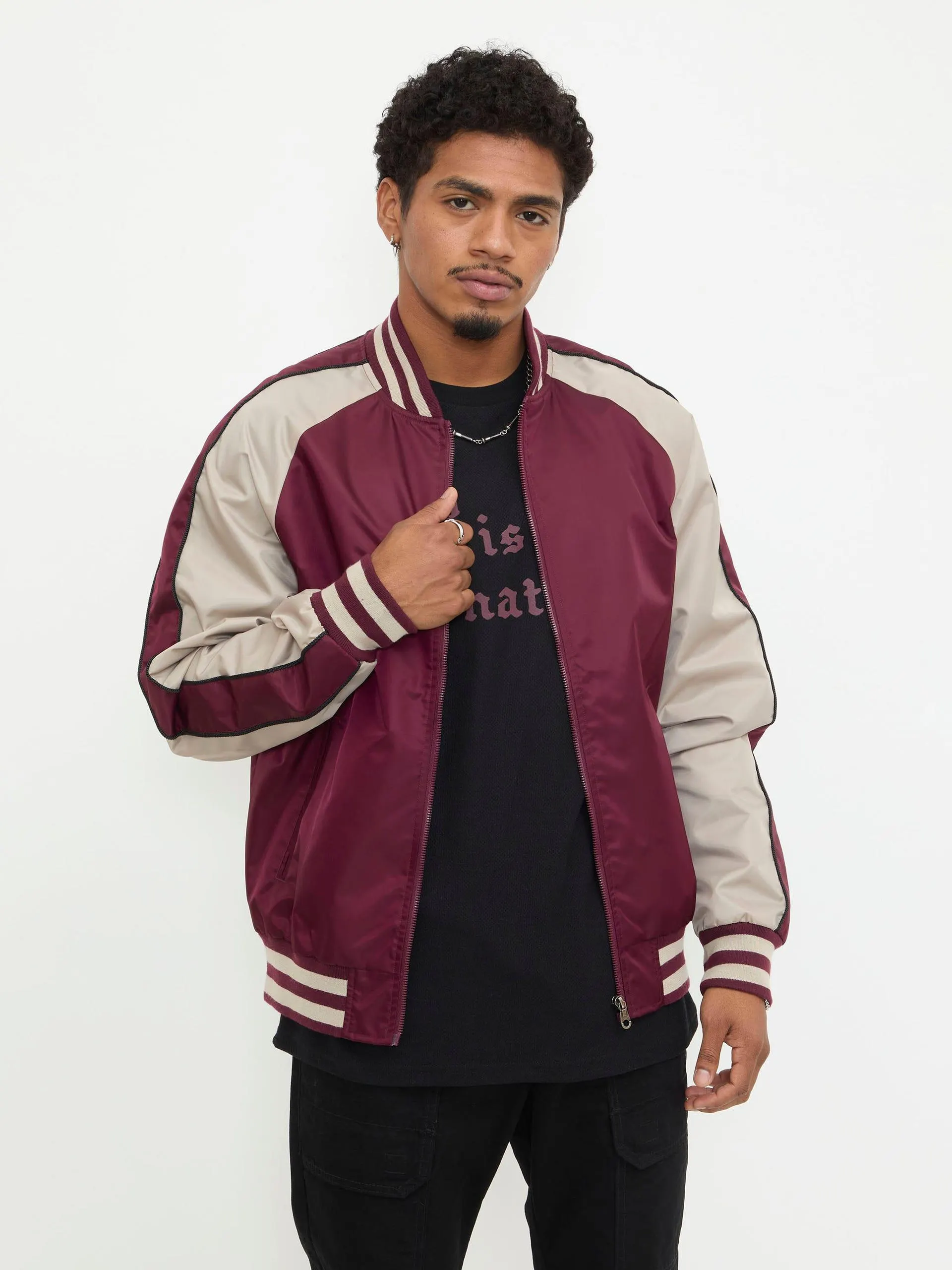 Bomber Bordado Calavera Vino