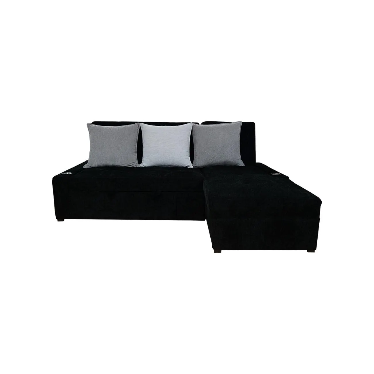 Sofacama tapizado en venus black con dos cojines