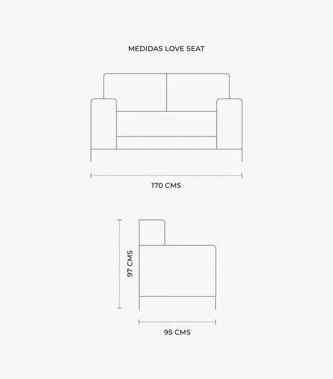 Love Seat William tela color Gris