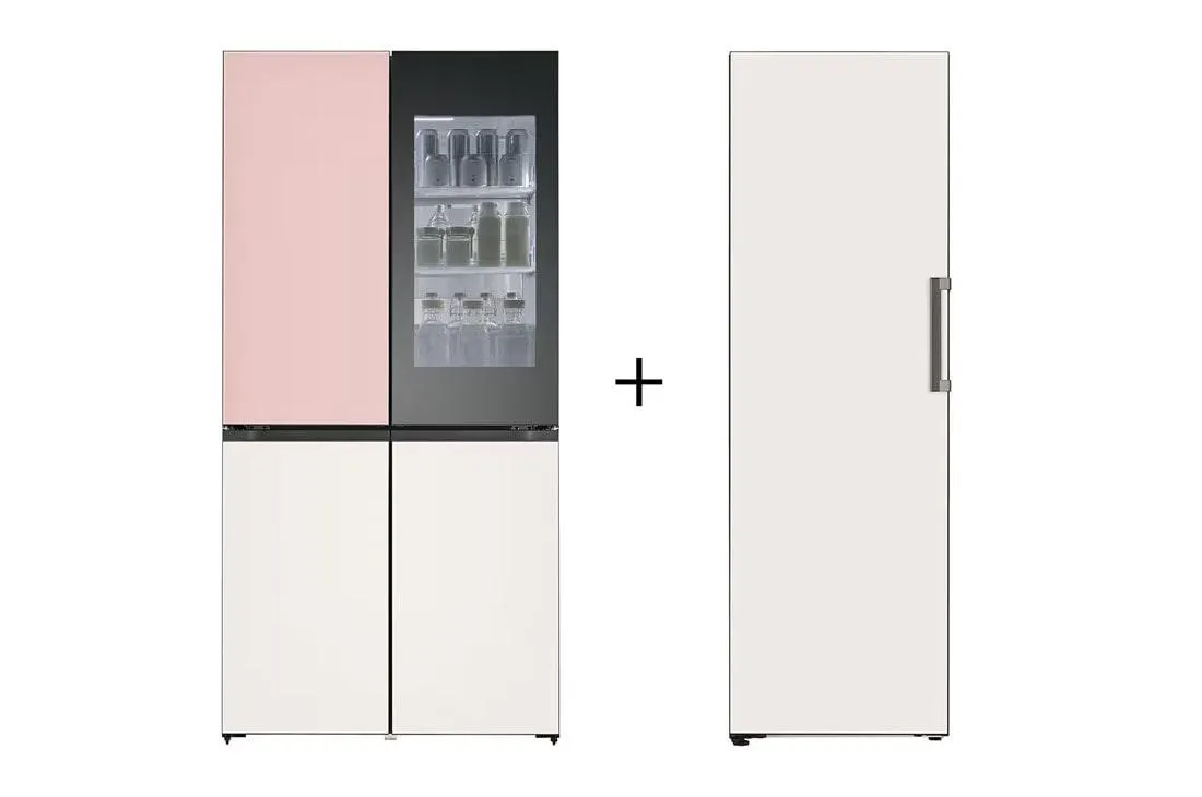 Refrigerador LG InstaView™ Color Rosa Inteligente 22 piés cúbicos |LINEAR INVERTER + LG Congelador Color Beige