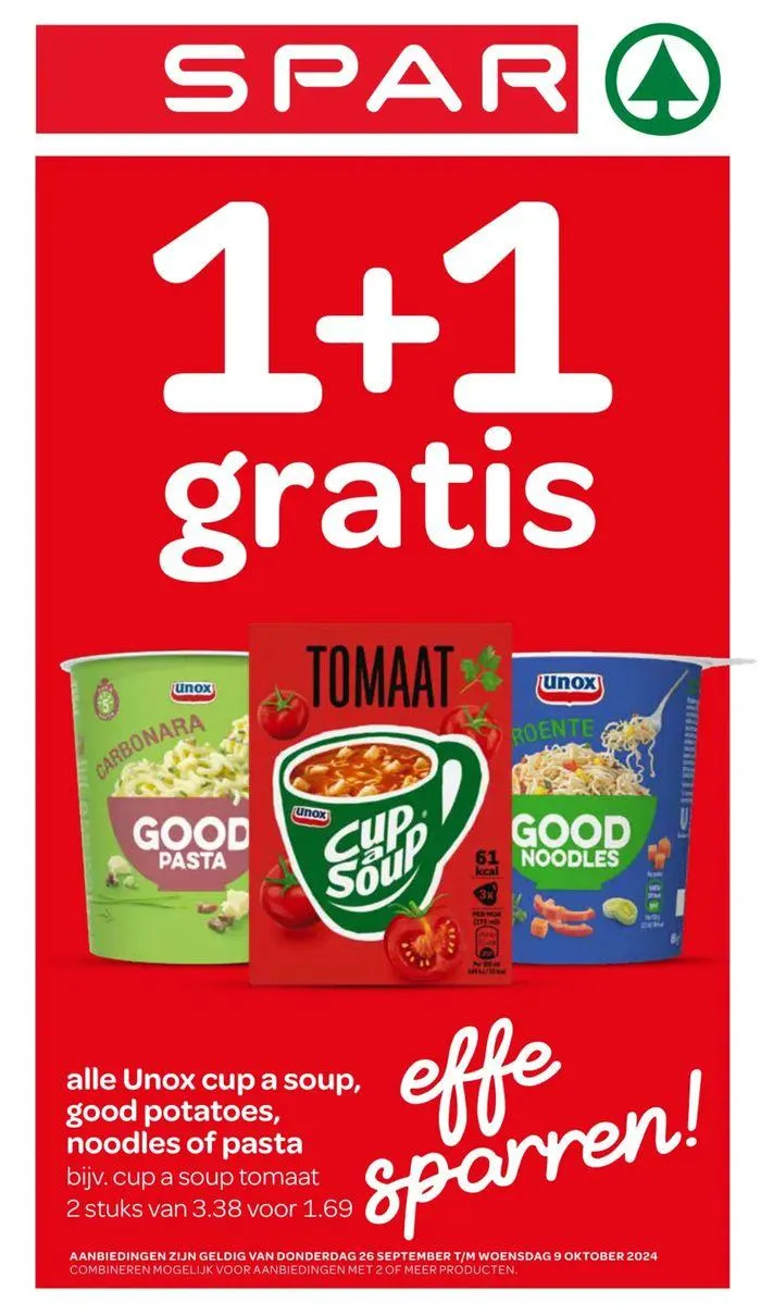 Spar 1+1 Gratis van 26 september tot 9 oktober 2024 - Folder pagina 1
