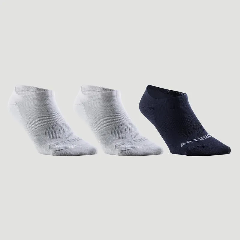 Set 3 Perechi Şosete Scurte Tenis RS160 Alb-Bleumarin Adulți