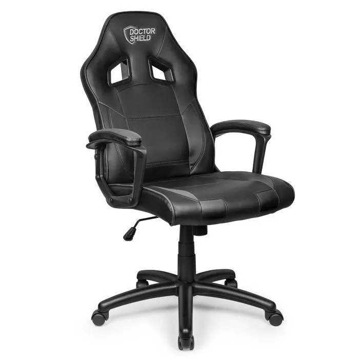 Scaun gaming Doctor Shield Level, rotativ, imitatie piele, negru, 1C
