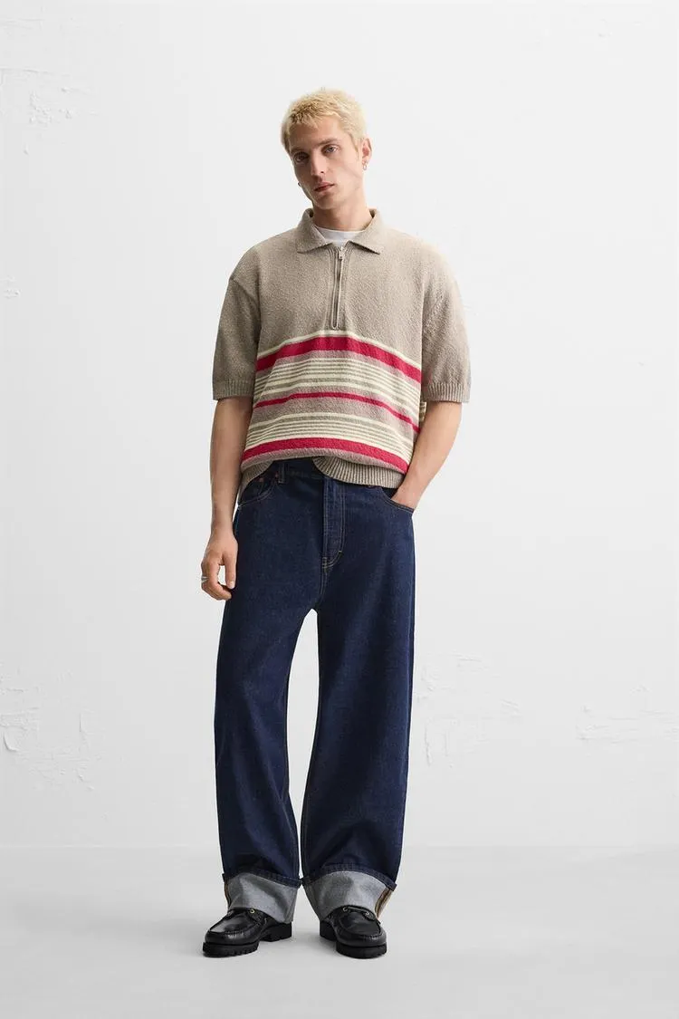 TRICOU POLO DIN TRICOT CU FERMOAR
