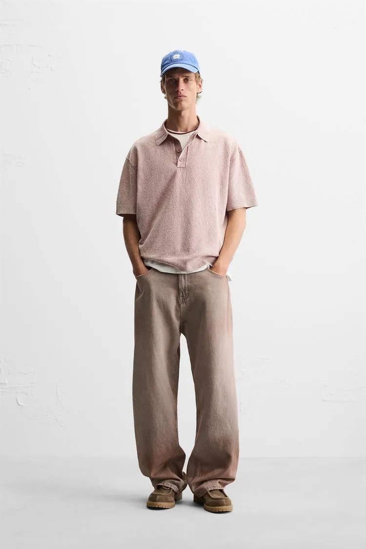 BLUZĂ POLO TRICOT BOUCLÉ, SPĂLAT